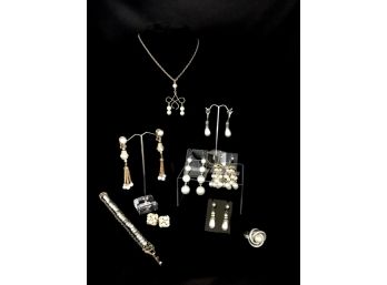 Collection Of Faux Pearl Costume Jewelry - 9 Pieces