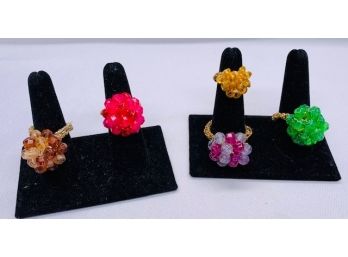 5 Vintage Stretch Cluster Bead Rings