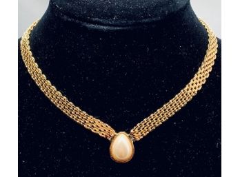 Gorgeous Vintage Goldtone & Faux Pearl Collar Necklace