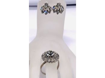 Stunning Vintage Screw Back Earrings & Cocktail Ring