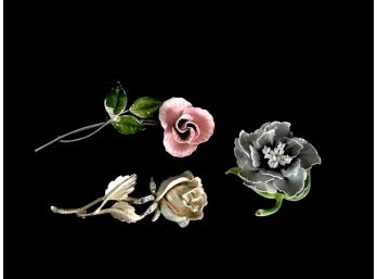 Trio Of Floral Brooches