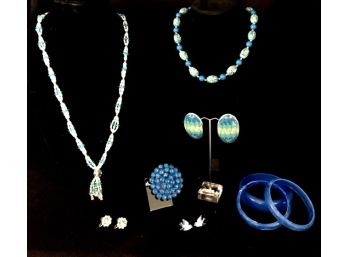 Unique Grouping Of Vintage Blue Jewelry
