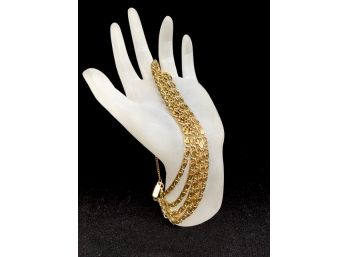 Vintage Signed Multi-strand Goldtone Bracelet By Monet