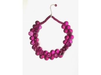 Fun & Funky Vintage Purple Acrylic Faceted Disco Ball Bead Necklace