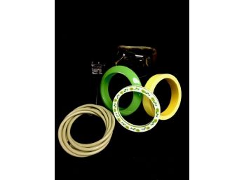 Lemon, Lime, & Lucite Collection Of 5 Vintage Bangles
