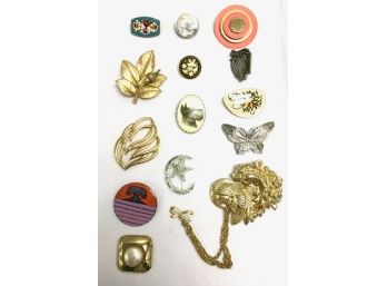 Large Grouping Of Vintage Brooches Including Signed Pieces