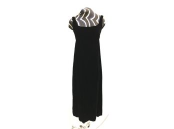 Classic Vintage Black Velvet Dress By Lord & Taylor