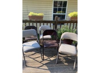 Set Of 5 Folding Chairs 3 With Fabric And 2 Metal