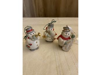 Lenox Snowmen Ornaments Set Of 3 Playing Various Musical Instruments