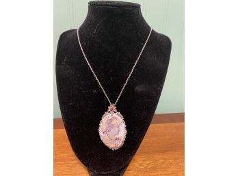 Beautiful Carved Cameo Pendant On Chain - Unique