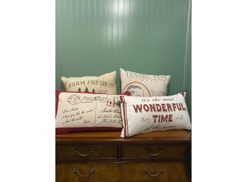 Assortment Of Christmas Throw Pillows Some Down Filled