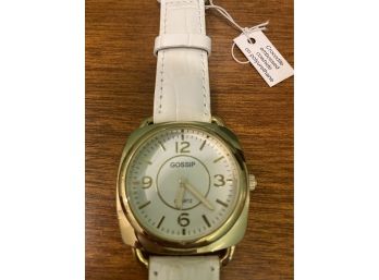 Womens Gossip Watch With White Leather Crocodile Embossed Band Needs Battery (?)