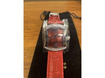 Womens Burgi Quartz Watch With Red Leather Band - Never Worn