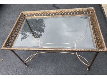 Quality  Iron And Beveled Glass Top Coffee Table