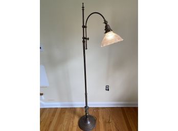 Victorian Steampunk Floor Lamp With Ruffled Glass Shade