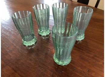 Set Of 5 Green Water Glasses