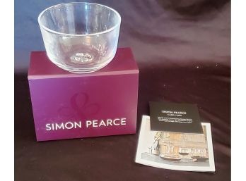 Signed Simon Pearce 2016 Small Hand Blown Glass Bowl & Box