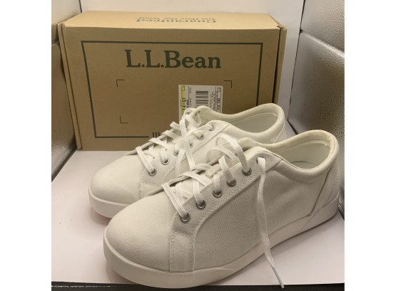 Brand New L.L. Bean White Deck Canvas Shoes Mens Size 9 1/2