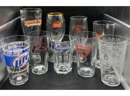 Lot Of 9 Beer Glasses