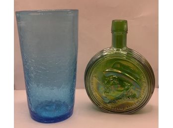 First Edition FDR Wheaton Bottle And Blue Crackle Vase