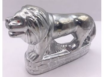 Silver Ceramic Lion With Red Eyes
