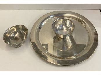 Silver Plated Serving Dish And Small Bowl