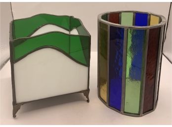Gorgeous Stained Glass Box And Candle Holder