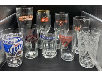 Lot Of 9 Beer Glasses