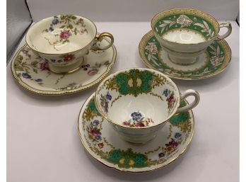 Lot Of 3 Teacups And Saucers