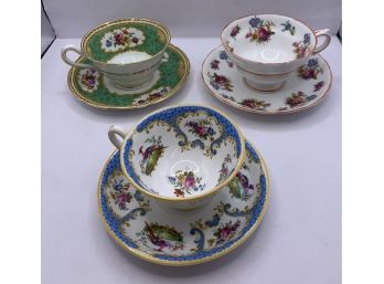 3 Tea Cups With Matching Saucers