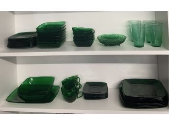 Large Lot Of Gorgeous Emerald Green Glassware