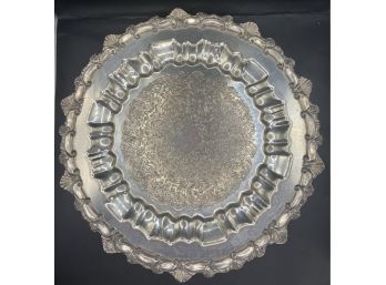 Silvery Plated Round Footed Tray