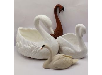 Lot Of 4 Swan Figures