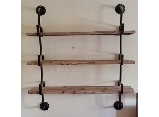 Metal And Wood 3 Tier Shelving Unit.   38 Inches Tall X 36 Inches Wide.