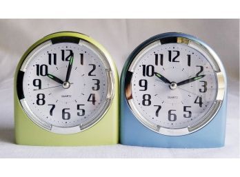 New In Box - @ Design Large Dial Alarm Clock Set  Both Clocks Tested & Work