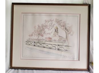 Theodore Tihansky Doubled Matted Framed Watercolor Signed/Dated  Wooster Square, New Haven Conn.