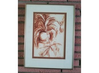 Gold Gilted Framed Plant Life  Signed & Dated By Artist Doubled Matted Behind Glass