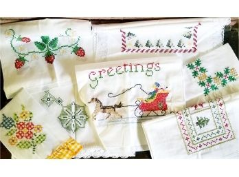 Seven Handcrafted Holiday Table Runners/ Scarfs