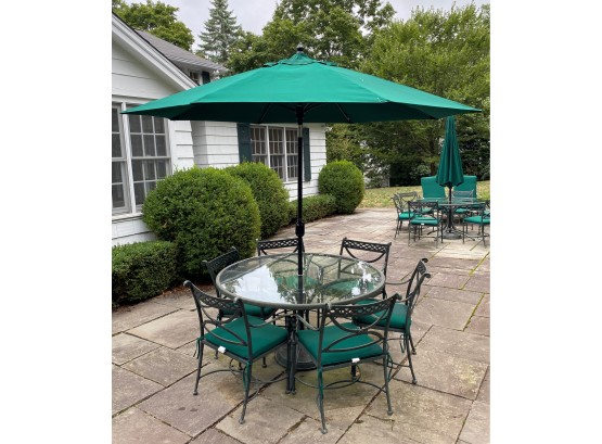 Kettler Outdoor  Table, 6 Armchairs, Umbrella, & Stand (2 Of 2)