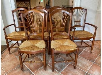 Set Of 8 Wheat-back Dining Chairs