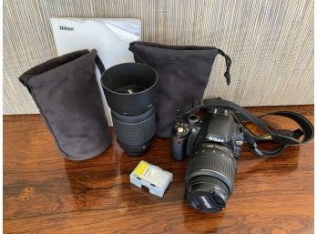 Nikon D60 Camera With Additional Lens And Batteries
