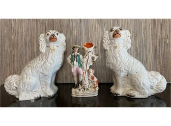 Staffordshire Dogs And Figurine