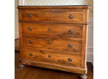 19th Century French Walnut Set Of Drawers With Black Marble Top