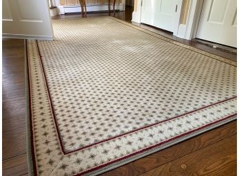 Area Rug - Neutral Cream And Sage With Garnet Accent