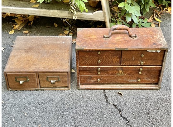 Antique Tool Box And  Card Catalog