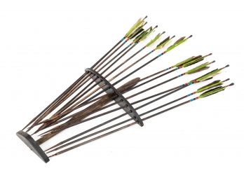 Collection Of Vintage Arrows With Display Rack