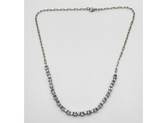 Sky Blue Topaz Paperclip Chain Necklace In Stainless