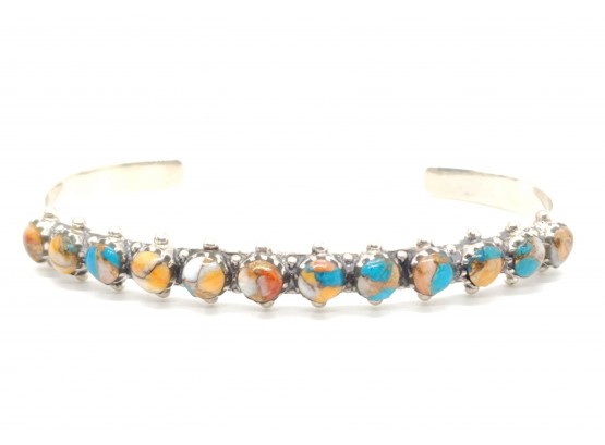 Spiny Turquoise Cuff Bracelet In Sterling
