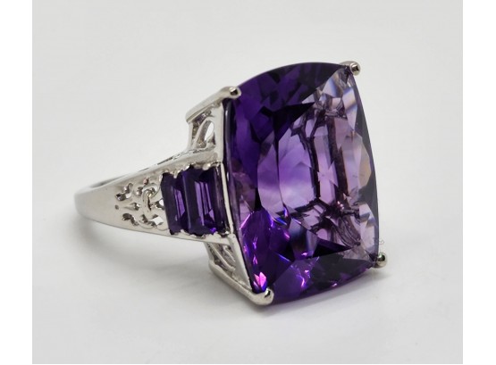 Flawless Orchid AAA Amethyst Ring In Platinum Over Sterling