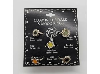 Vintage New Old Stock Glow In The Dark And Mood Ring Set